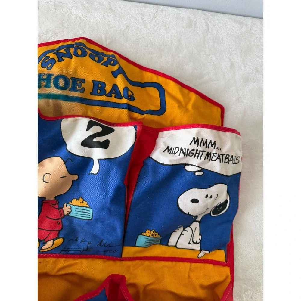 Vintage Peanuts Snoopy Shoe Bag Wall Hanging Organizer 6 Slot